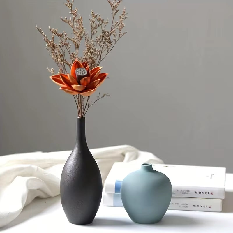 4Pcs Ceramic Vases Farmhouse Table Decor, Small Flower Vase Set for Coffee Table Shelf Dining Room Modern Boho Home Decor