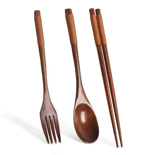 Home Japanese Tableware Set Chopsticks Reusable Spoon Natural Wooden Tableware Kitchen Utensils Durable Complete Dinner Dining